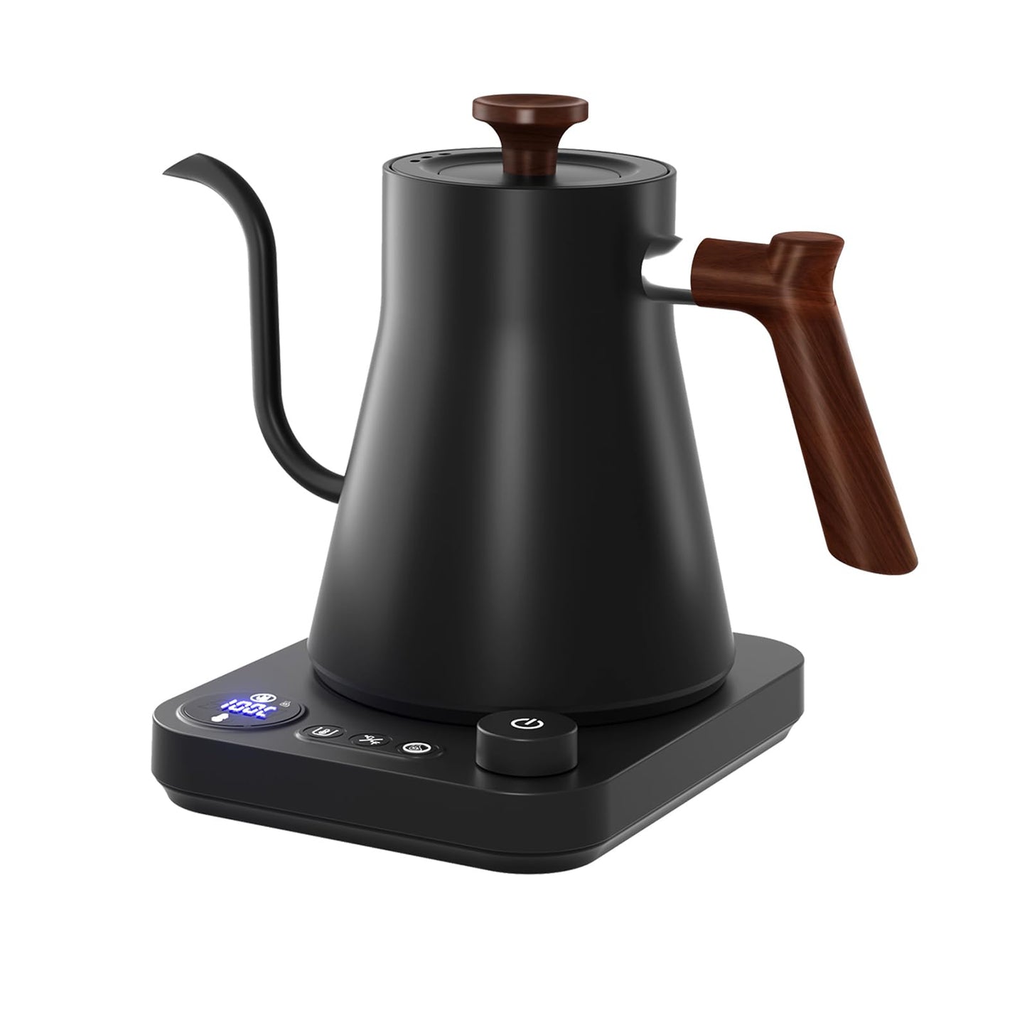 Gooseneck Electric Kettle,Electric Kettles, ±1℉ Temperature Control, Ultra-Quiet 304 Stainless Steel, for Coffee, Tea & Milk, Auto Boil Detection, 8 Safety Protections & Memory Function(Black，0.9L)