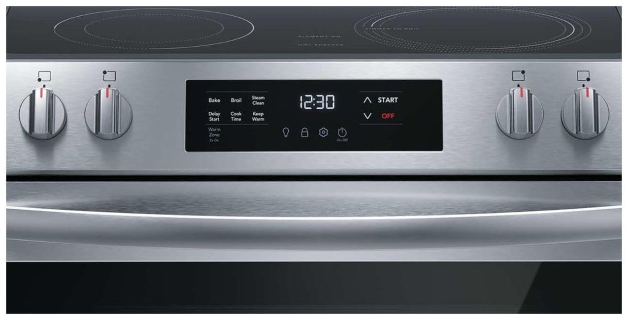 Frigidaire 30" Electric Range, 5.3 Cu. Ft. Oven, 5 Smoothtop Elements, EvenTemp & SpaceWise Elements, Steam Clean, White
