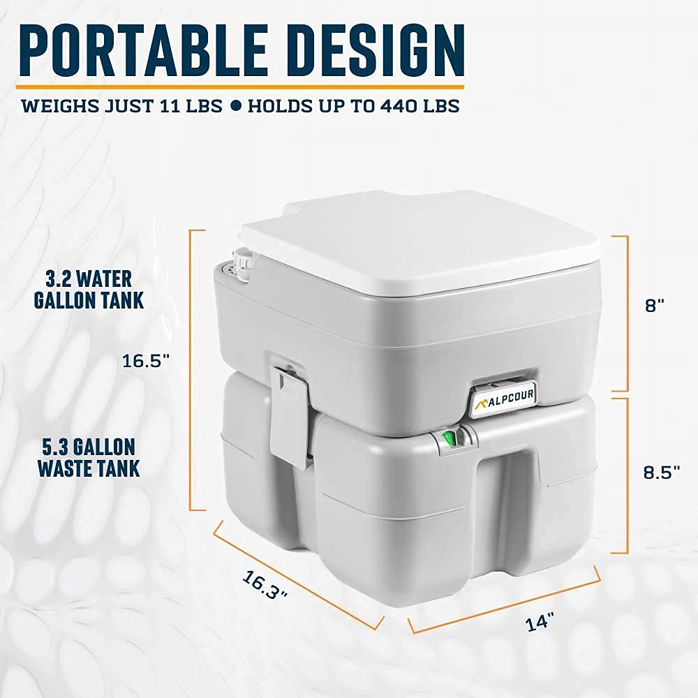 Alpcour Portable Toilet w/ Pop Up Tent - Compact Indoor & Outdoor Commode, Travel Bag for Camping, RV, Boat & More - Privacy Tent for Portable Toilet, Shower and Changing Room