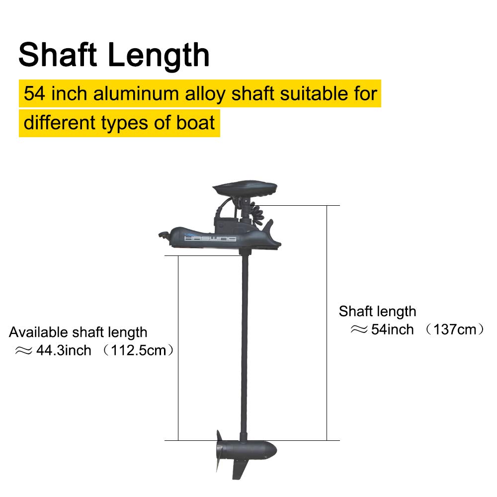 Zichen Haswing CaymanB Bow-Mount Trolling Motor with Wireless Remote, Quick Release - 80LBS Thrust, 54in. Shaft, for Fishing Boat in Freshwater & Saltwater