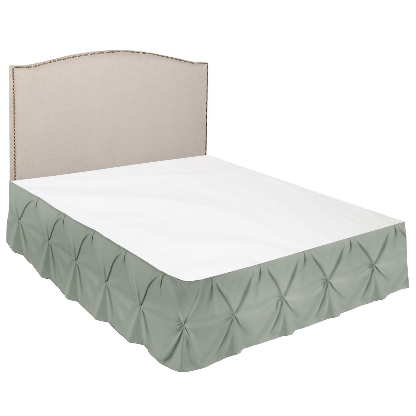 Nestl Sage Green Bed Skirt Queen Size, Pinch Pleat Queen Bed Skirt, 14" Inch Drop Queen Bedskirt, Hotel Quality Sage Green Bed Skirts, Microfiber Bedskirt for Queen Bed, Sage Green Queen Bed Skirt