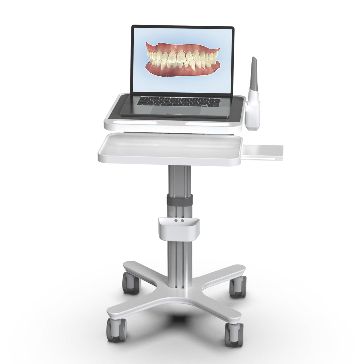 Dental Clinic Trolley Cart with Oral Scanner Holder,Hospital Mobile Workstation with Laptop Tray and Silent Wheels, for Office School Salon Lab etc.