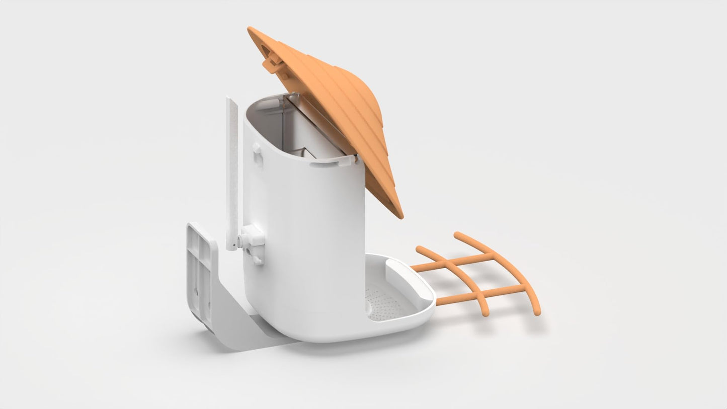 PAXI DAYA Solar Powered AI Window Bird Feeder with 2MP Camera Weatherproof Smart Outdoor Decor Metal Feeder for Birds Pack of 1 Orange