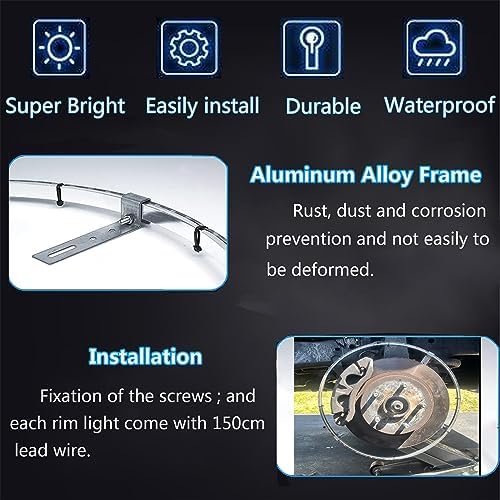 JXOFROAD 15.5in Pure White Wheel Ring Lights,12V New Upgrade Quad Rows 1152-LEDs Waterproof Tire Rim Light with RF Remote APP Control for Truck Car SUV Pickup