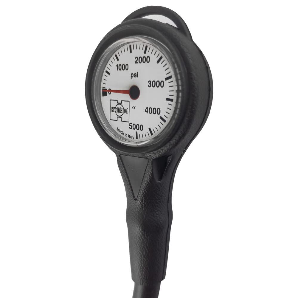XS Scuba Highland Thin-Line Pressure Gauge - Complete (Imperial/Miflex Hose)