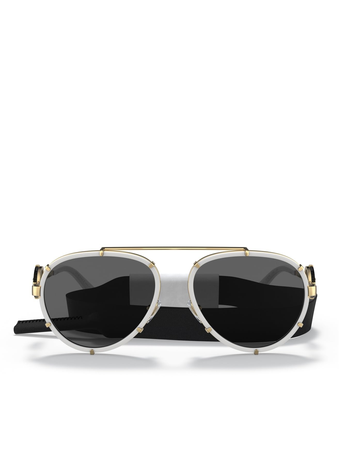 Versace VE 2232 147187 White Metal Aviator Sunglasses Grey Lens