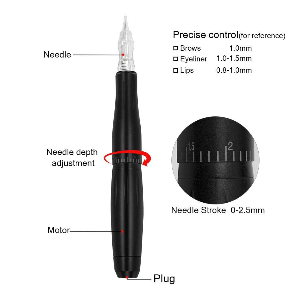 Permanent Makeup Machine - BIOAMSER P300 Permanent Makeup Tattoo Machines Device Kit Include Digital Permanent Makeup Power Supply Permanent Makeup Tattoo Pen and 2 Clip Cord with 10pcs Needles