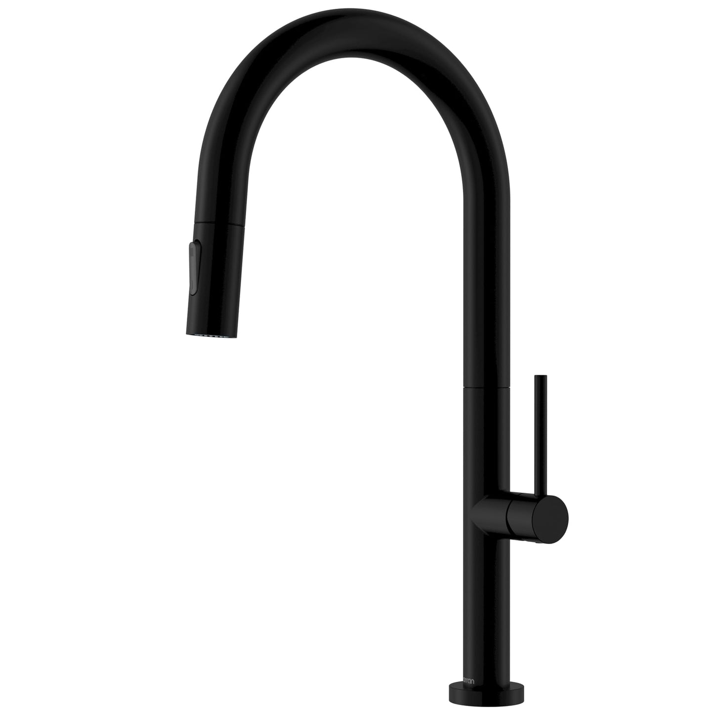 Karran Brynford Matte Black Pull-Down Kitchen Faucet, Single Handle High-Arc Design, 2-Function Spray Head, Modern 25mm Thin Profile, 26½″ Braided Retractable Hose