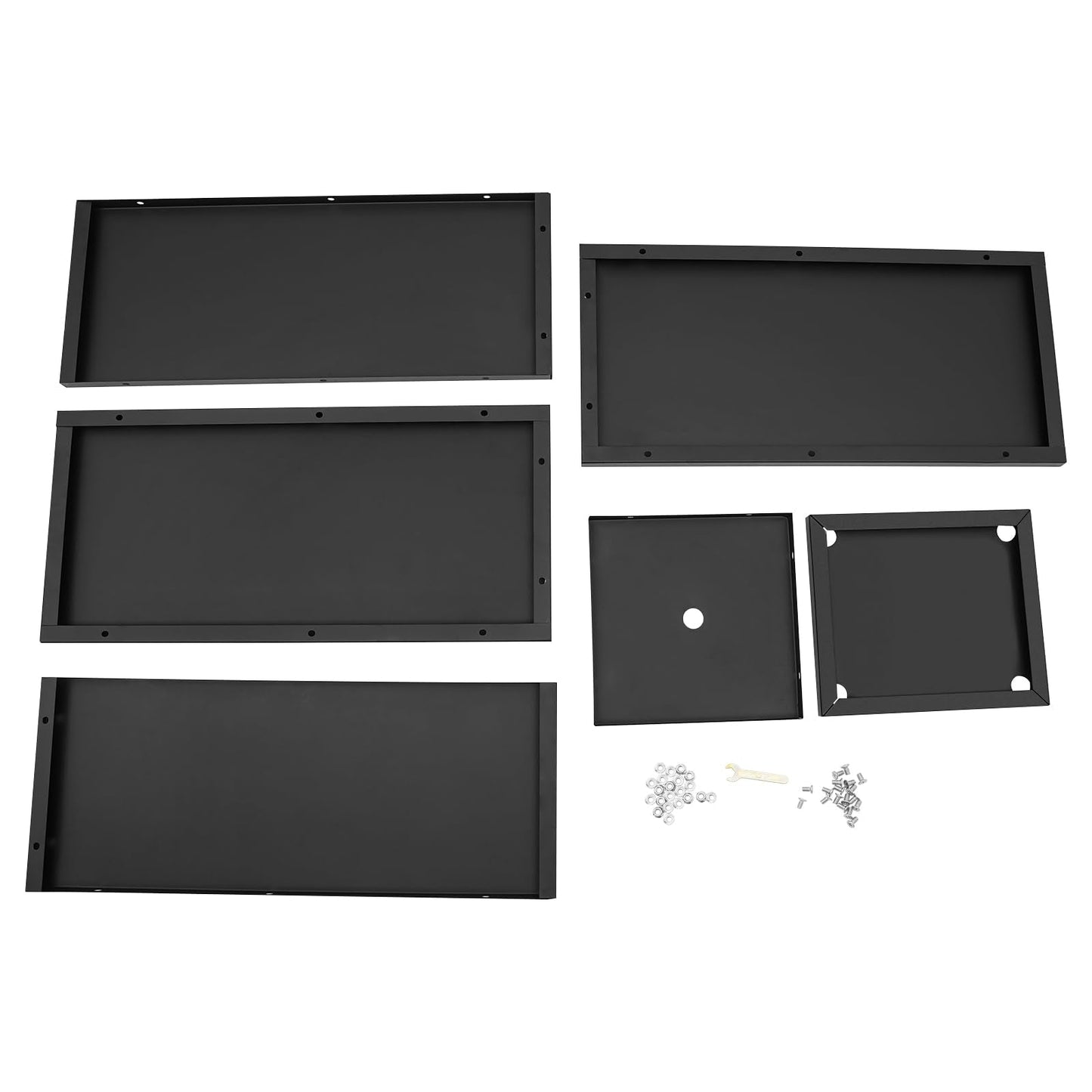 Tall Rectangular Planter for Plants, 14x14x30 Inch Large Black Metal Planter Box with Removable Shelf, Modern Indoor Outdoor Flower Pot for Patio, Porch, Garden (Black)