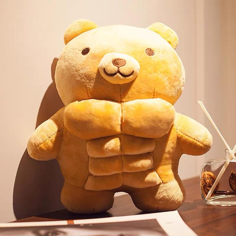 Arkdorz Muscle Teddy Bear Plush Toy,Kawaii Muscle Bear Stuffed Animal Soft Stuffed Plush for Kids Boys Girls