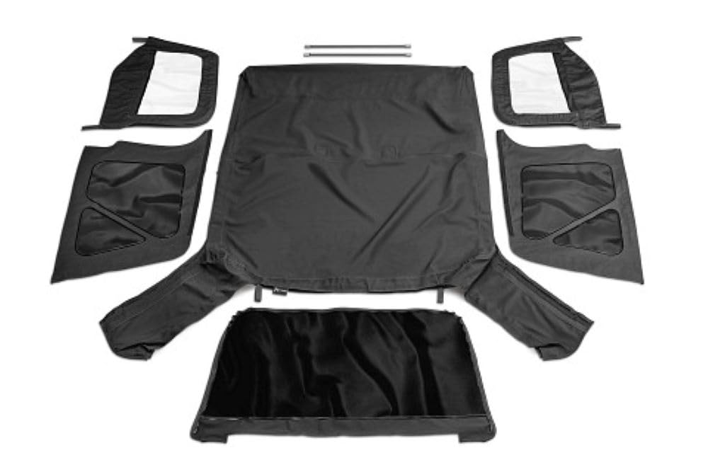 RAMPAGE PRODUCTS Rampage Premium Replacement Soft Top with Door Skins & Tinted Windows | Sail Cloth, Black Diamond Color | 912935 | Fits 1997 - 2006 Jeep Wrangler TJ with Door Skins