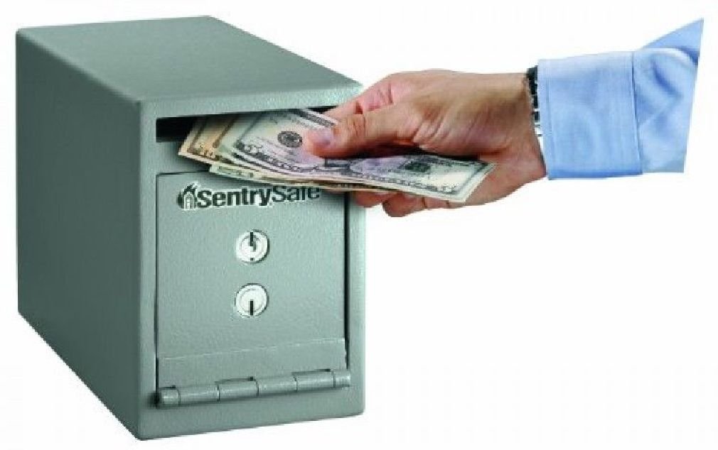 SentrySafe Depository Safe with Dual Key Lock, Steel Drop Slot Safe for Offices and Businesses, Stores Cash, Money, 0.23 Cubic Feet, 8.5 x 6 x 12.3 Inches, UC-025K