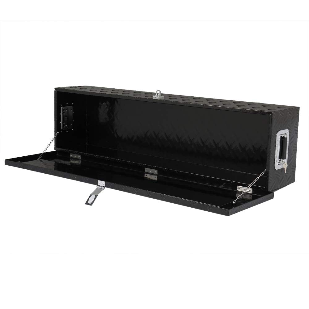 MOTORHOT 49 Inch Heavy Duty Aluminum Tool Box, 5 Bar Tread Plate Pick Up Toolbox, Storage Organizer Chest for Truck Bed RV Trailer with Side Handle and Lock Keys, Black
