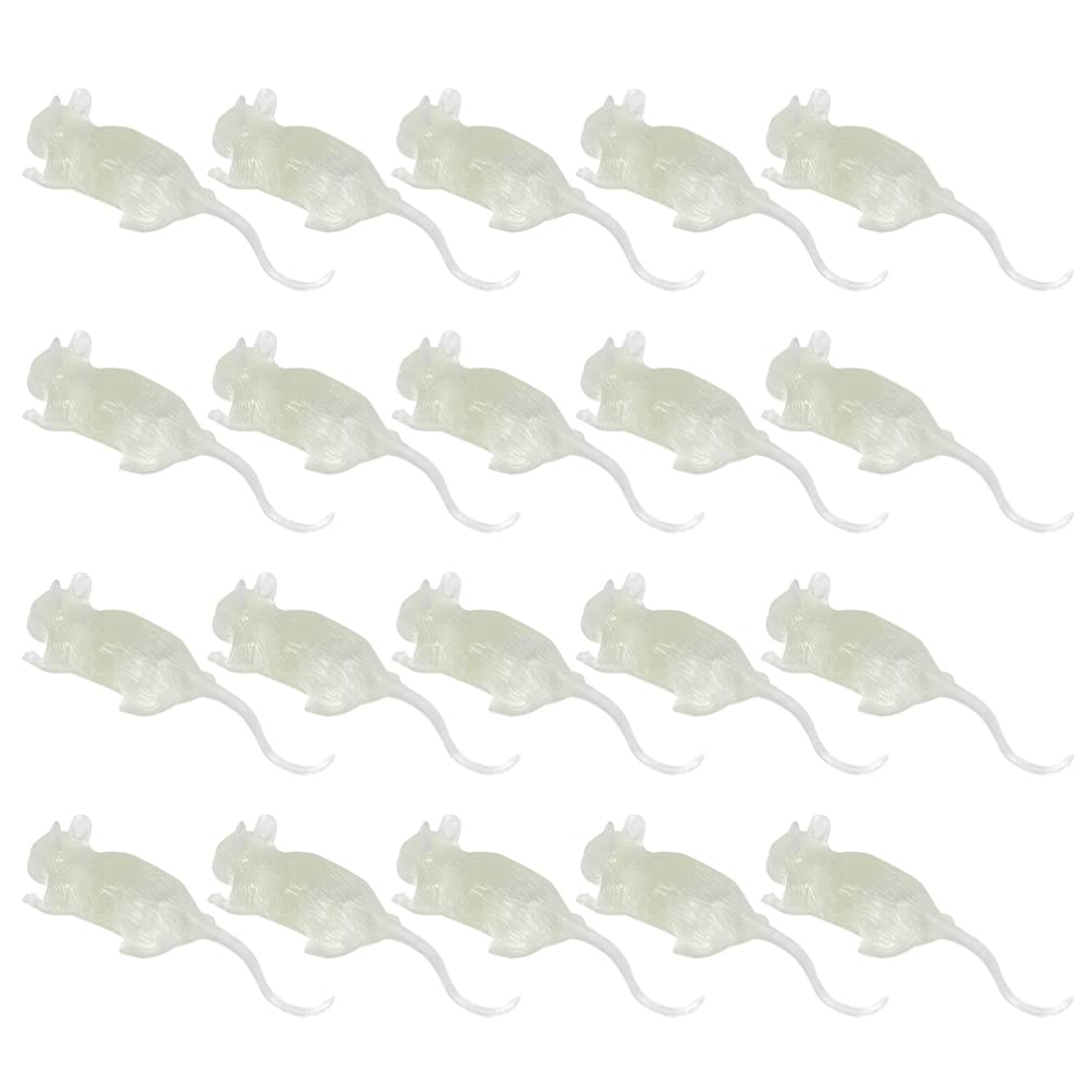Totority Halloween Luminous Glow-in-the-Dark Mouse Toy 20Pcs Realistic Fake Mice for Halloween Party Pranks and Decorations Plastic 3.22 Inch