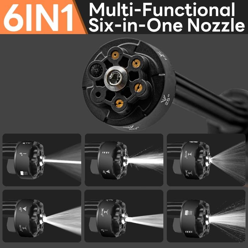 Portable Cordless Pressure Washer, 40000 mAh Battery Powered Pressure Washer with 2 Rechargeable 4.0AH Batteries and 6-in-1 Nozzle for Car Floor Wall Fence Cleaning Garden Watering
