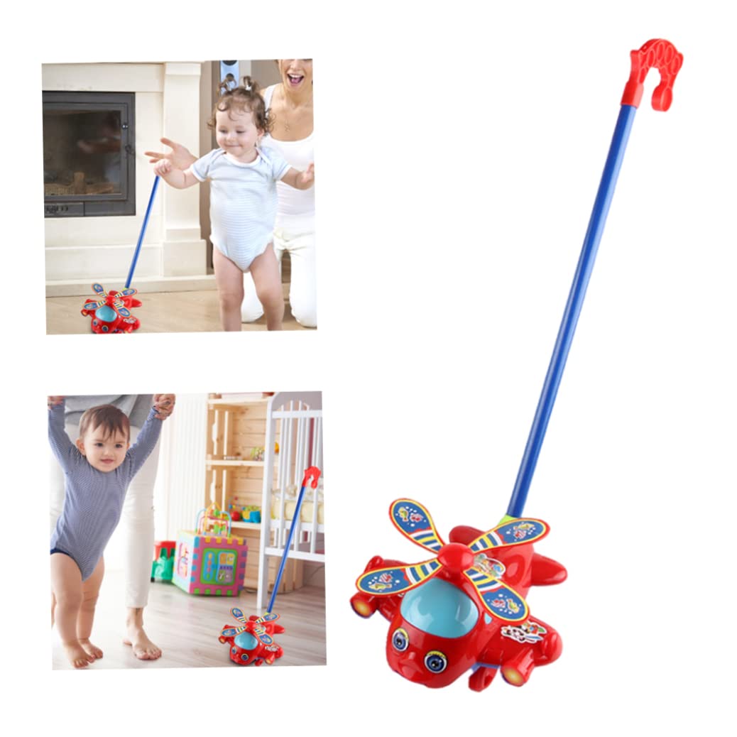 Push Along Toys Baby Pushing Airplane Toy with Long Handle Walking Toy for Toddlers Push Along Airplane, Baby Walking, Pull, Flying Toys