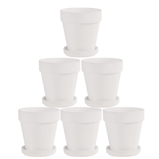 White Terra Cotta Pots with Saucer- 6-Pack Small Terracotta Pot Clay Pots 4'' Clay Ceramic Pottery Planter Cactus Flower Pots Succulent Pot with Drainage Hole- Great for Plants,DIY Craft Projects