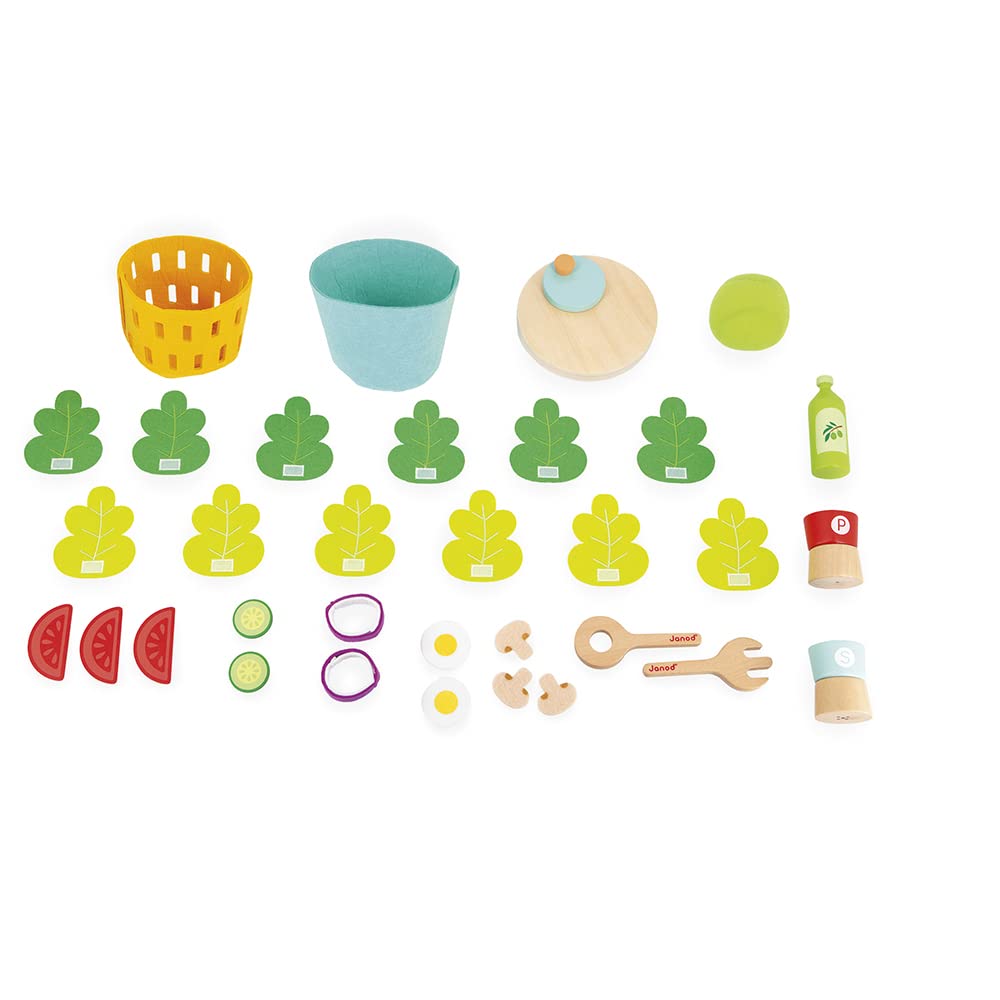 Janod - My Mixed Salad - 33 Piece Pretend Play Kitchen Set - 3 Years + J06595