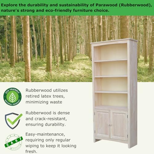 Solid Wood Shaker Bookcase - 72"H , Unfinished