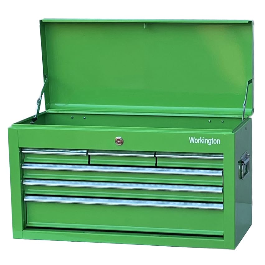 Workington Portable Metal Tool Chest with 6 Drawers, 24" 6-Drawer Tool Chest Cabinet with Ball Bearing Drawer Slides, Steel Tool Storage Box Organizer 4005 Green