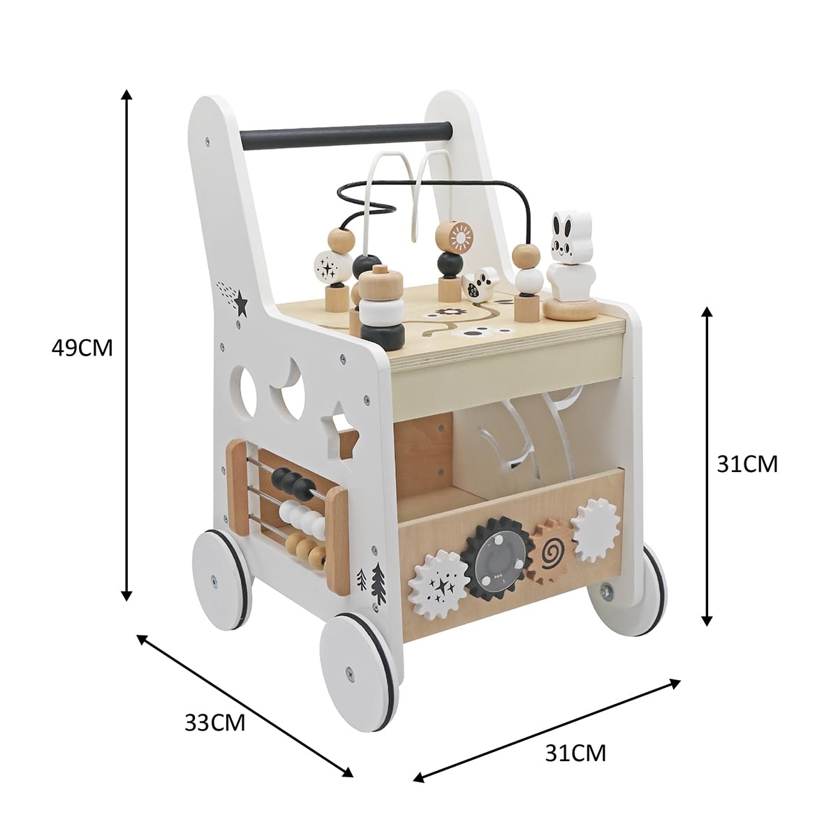 Wooden Baby Walker Activity Cubes,Baby Push Walker Toy for Toddler, 5in1 Montessori Learning&Educational Toys for 1+ Year Old Boy Girl | Sorting&Stacking | Bead Mazes and Counting Toys