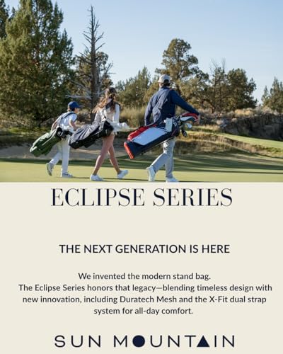 Sun Mountain Men's Eclipse 2.5 LS Lightweight Stand Golf Bag 4-Way Top - 8 Pockets, X Fit Dual Strap System, Push & Electric Cart Compatible Compression Base, 2025 Model - Cardinal
