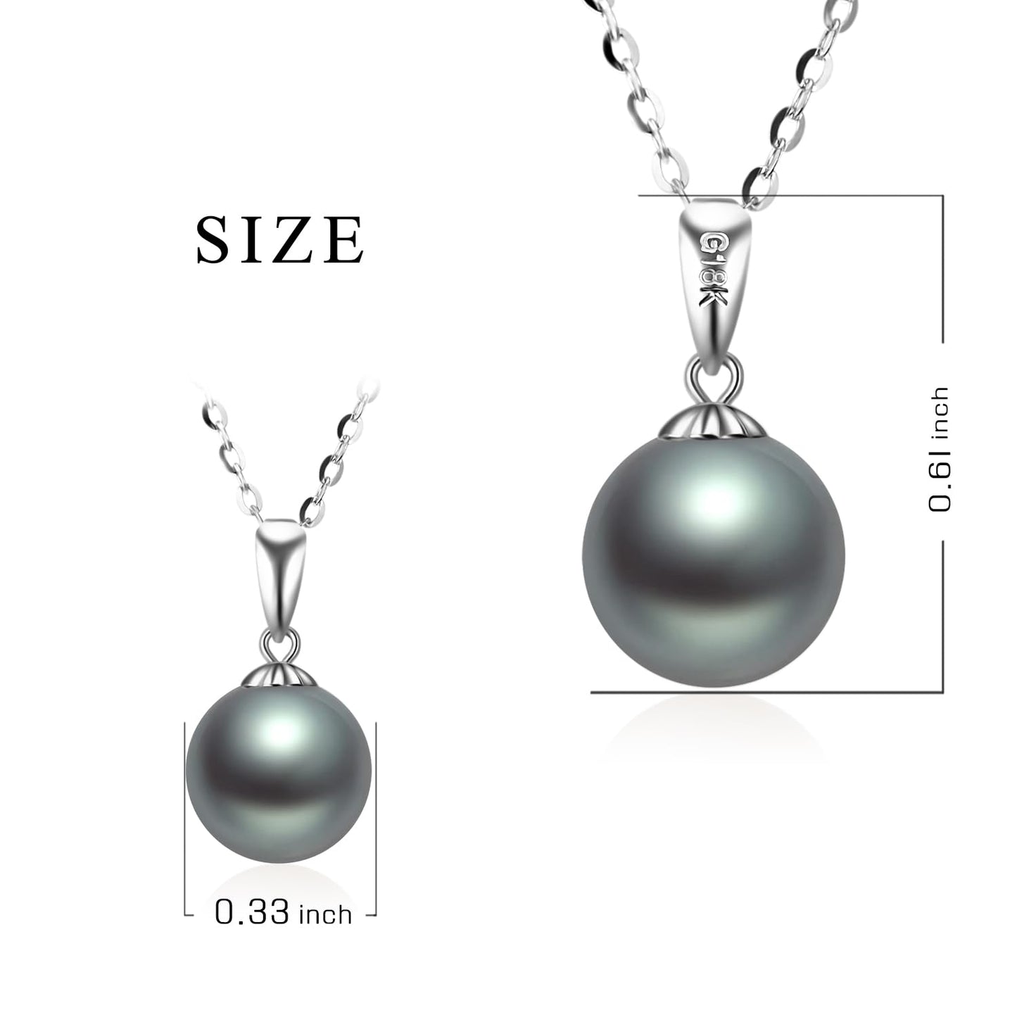 18k White Gold Dyed Black Pearl Earrings and 14k Necklace Set, Jewelry for Her
