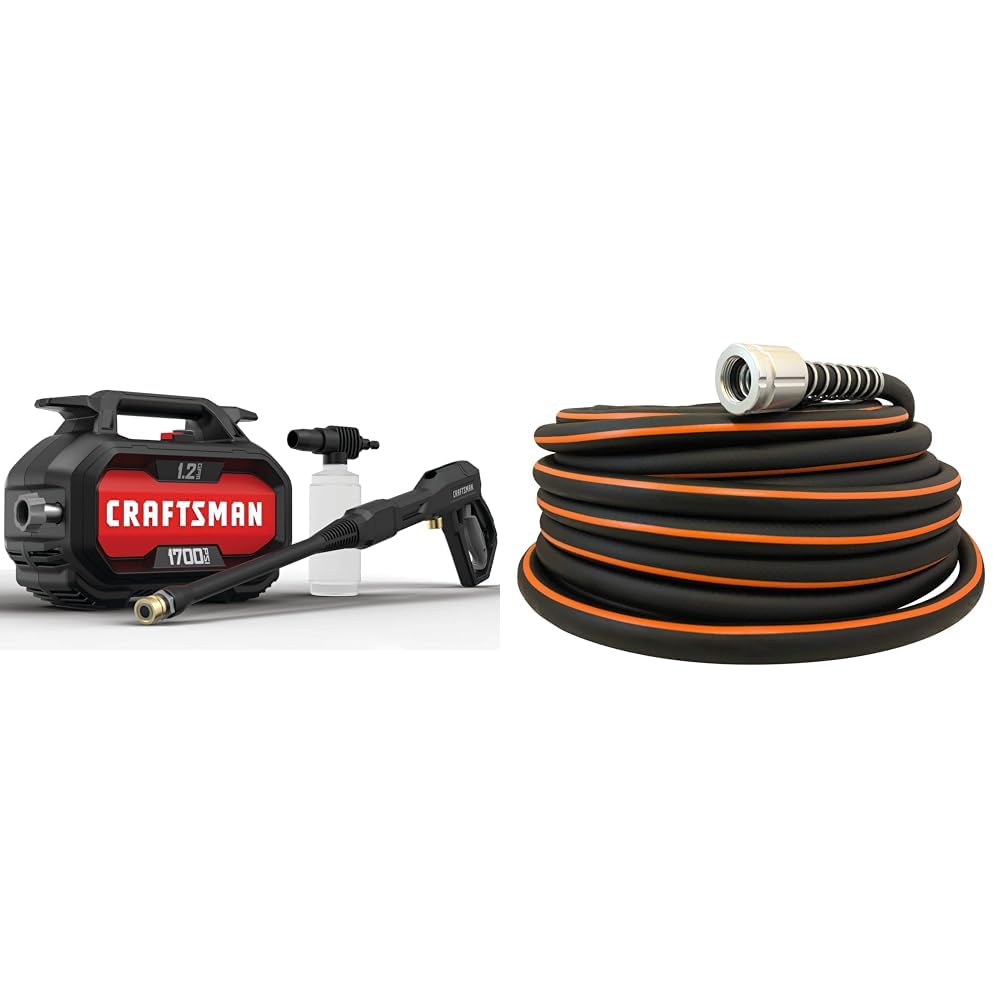 CRAFTSMAN 1700-PSI 1.2-GPM Electric Pressure Washer and 100 ft Flexon Garden Hose Bundle