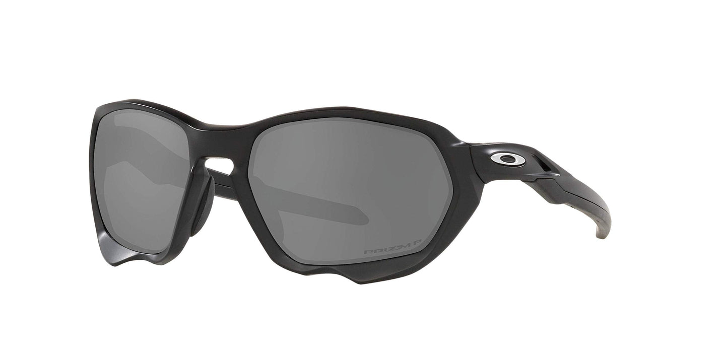 Oakley Mens OO9019 Plazma Rectangular Sunglasses, Matte Black/Prizm Black Polarized, 59 mm