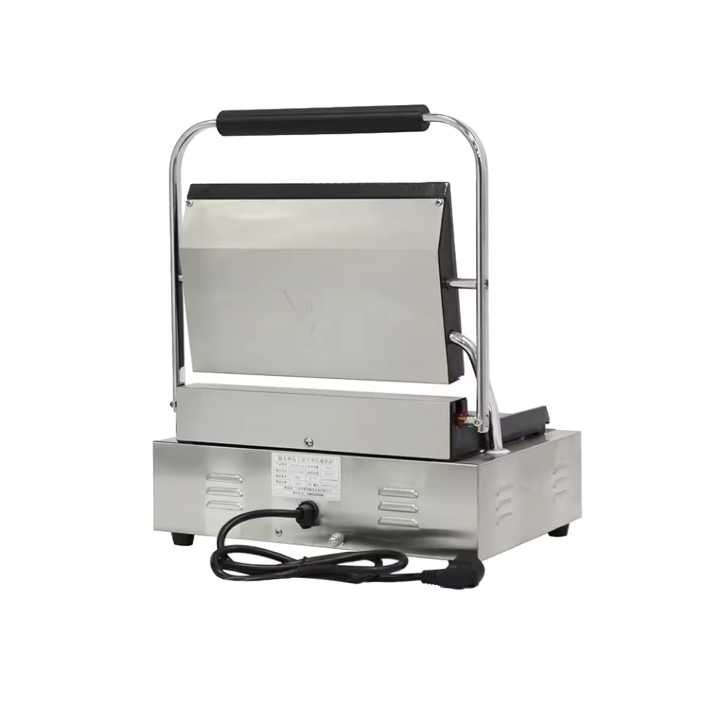 Commercial Panini Press With Grooved Grill Sandwich Maker Machine Electric Contact Grill Single (Large Smooth Top&Bottom)
