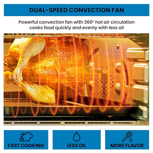 Kenmore Digital 11-In-1 Air Fryer Toaster Oven Combo 26 Qt Convection Rotisserie Dehydrator Bake Broil 1800 Watts 80°-450°F Temp Controls Top & Bottom Heater Adjustments Stainless Steel Large Capacity