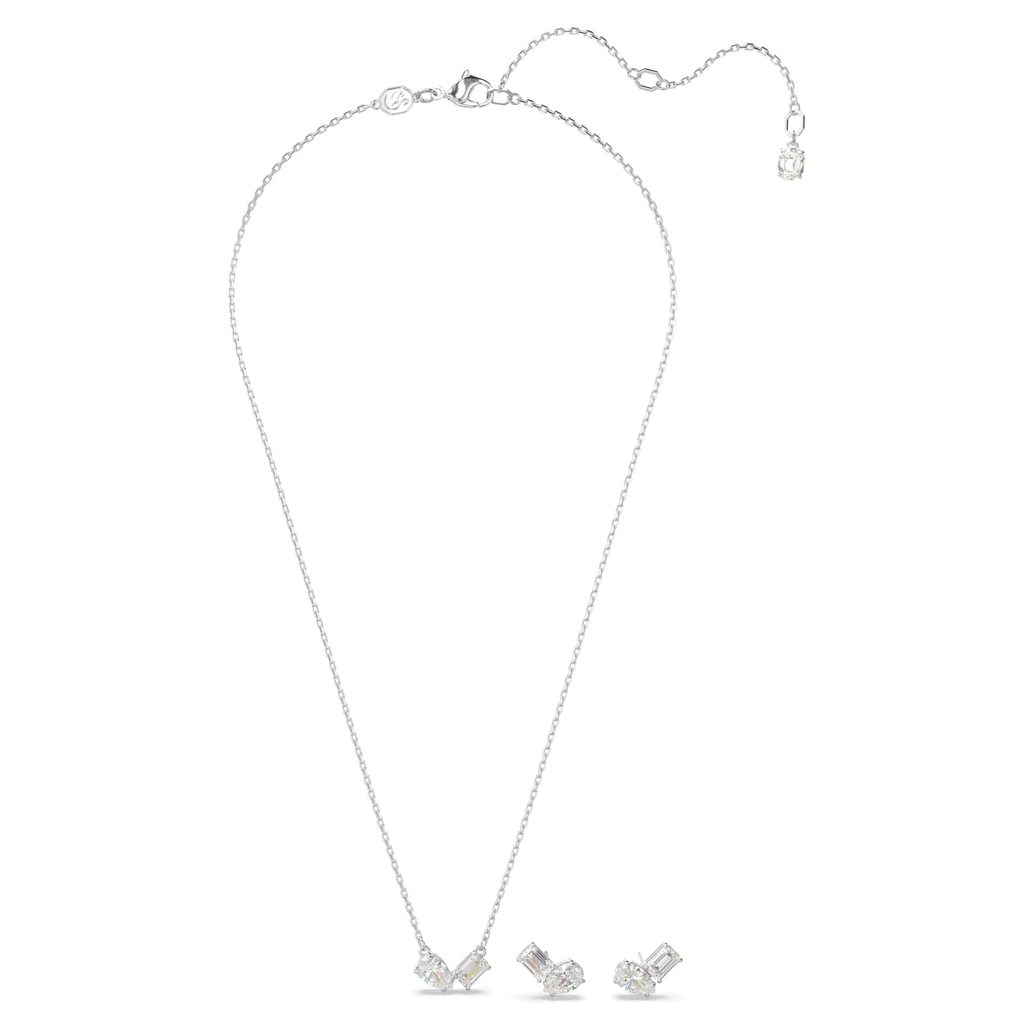 Swarovski Mesmera set, Pear cut, Octagon cut, White, Rose gold-tone finish