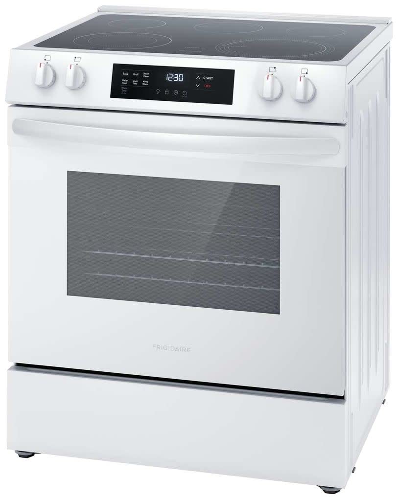 Frigidaire 30" Electric Range, 5.3 Cu. Ft. Oven, 5 Smoothtop Elements, EvenTemp & SpaceWise Elements, Steam Clean, White