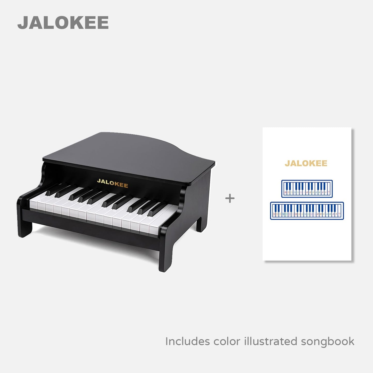 JALOKEE Kids Piano Keyboard, 25 Keys Grand Piano for Kids, Mini Music Educational Instrument Toy, Volume Adjustable, Wood Toy for Toddlers Girls Boys (Black)