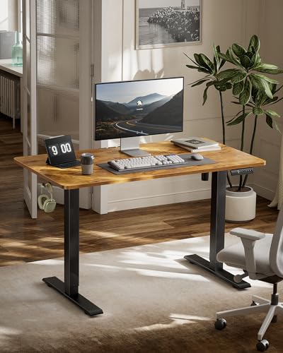Marsail Electric Standing Desk, Adjustable Height Stand up Desk, 55 x 24 Inches Sit Stand Home Office Desk, Computer Desk, Rustic Brown