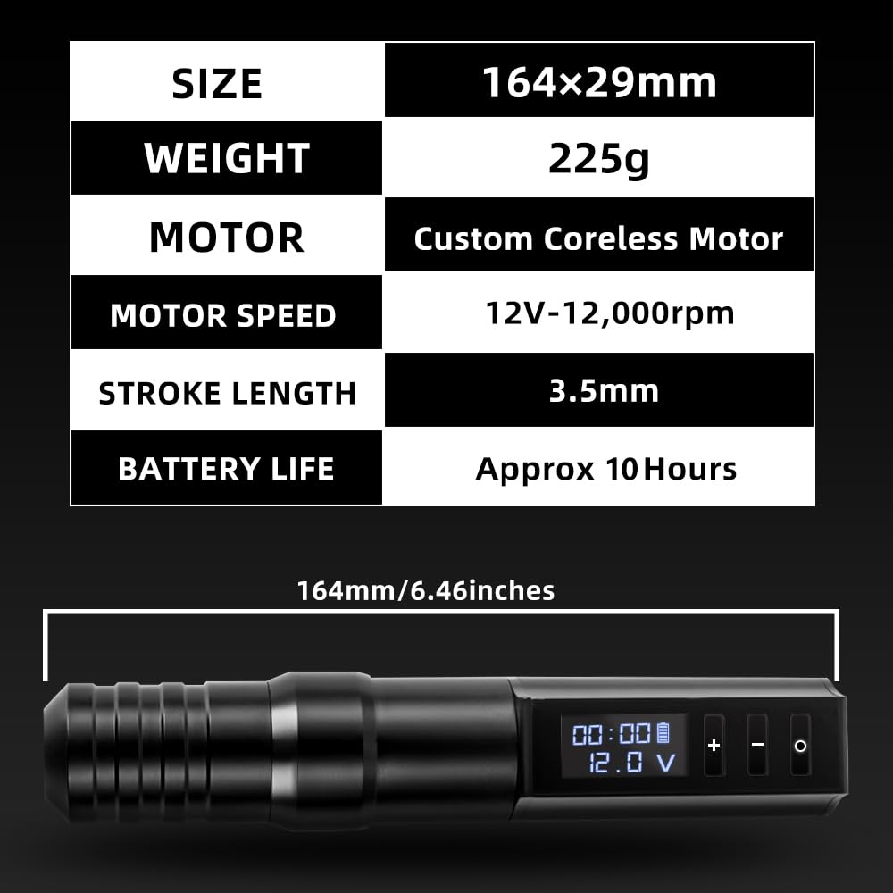Wireless Tattoo Machine Pen Kit Complete Rotary Tattoo Gun Two 2400mAh Power Supply 40pcs Cartridge Needles Tattoo Ink Practice Skin Bandage for Beginners