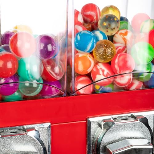 Gumball Machine - Triple Candy Machine Dispenser for Gumballs, Capsules, and Candy - Vending Machines for Business by Great Northern Popcorn (Red)