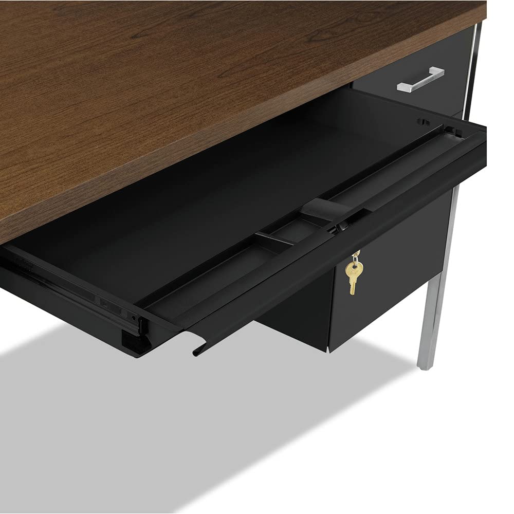 Alera Double Pedestal Steel Desk, 72" X 36" X 29.5", Mocha/Black