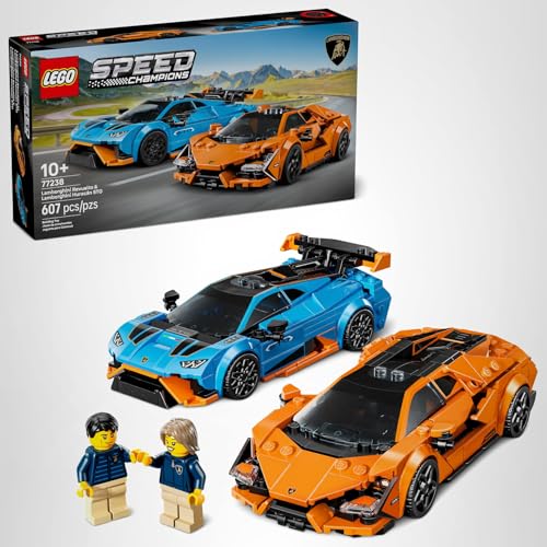 LEGO Speed Champions Lamborghini Revuelto & Huracán STO Car Toys - Building Toy for Pretend Play for Boys & Girls, Ages 10+ - Model Car Kit Display - Gift Idea for Kids - 77238