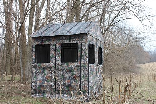 360° See-Through Hunting Blind for Deer Hunting – Heavy-Duty Steel Frame, 8 Shoot-Through Windows, Durable 300D Oxford Fabric, Full Visibility Ground Blind for Bow and Gun Hunters