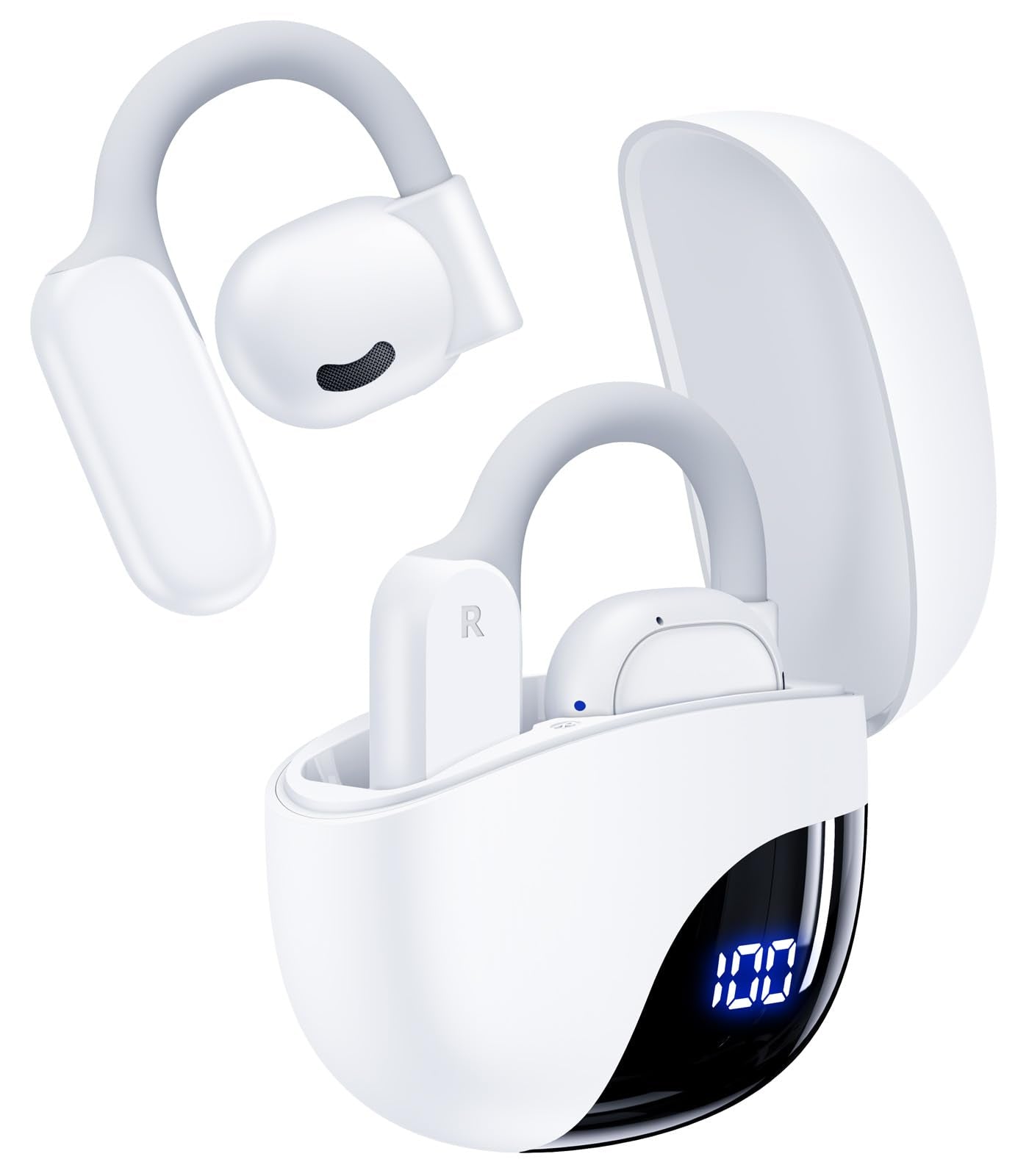 AI Translation Earbuds Real Time 164 Languages 80H Playtime Translator Ear Buds Audifonos Traductores Inglés Español Wireless Earphones Bluetooth Headphones for Travel Business Meeting Learning White