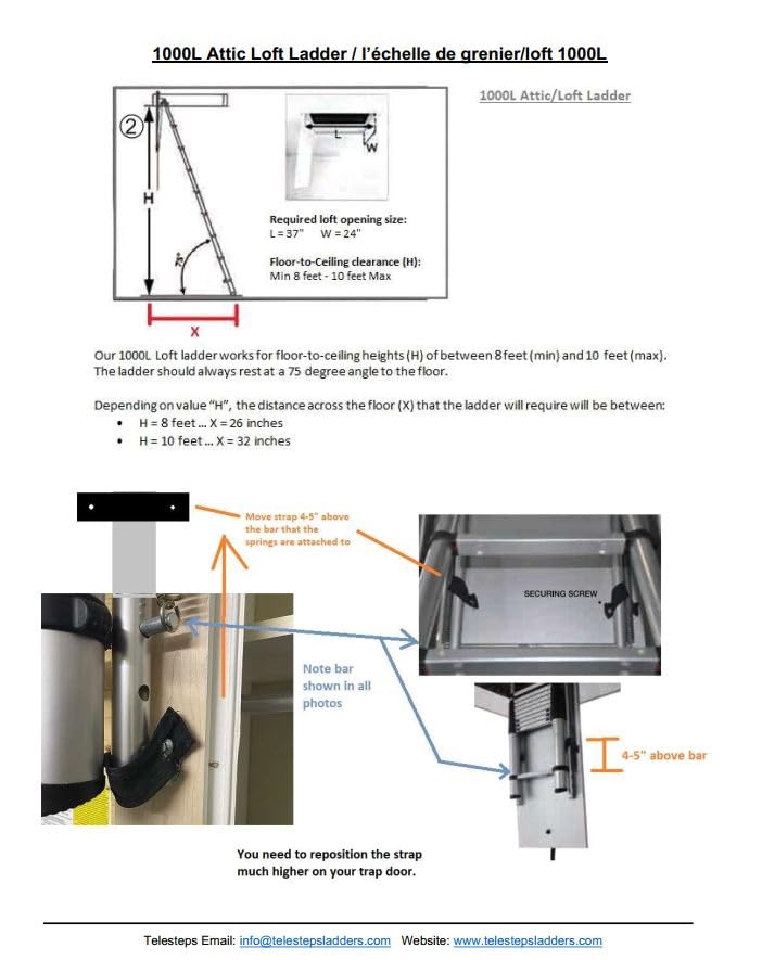 Telesteps 1000L Telescoping Attic & Loft Ladder – for 8–10 ft Ceilings | Type 1A 300 lb Rated | Compact Aluminum Ladder with One-Touch Operation, Spring Assist & OSHA Compliance