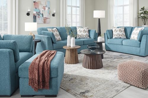 Signature Design by Ashley Keerwick Scandinavian Sofa with 4 Toss Pillows, Blue
