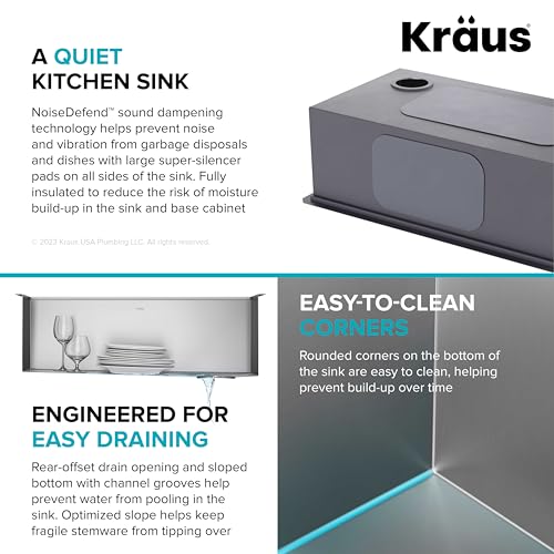 KRAUS Kore 32-Inch Undermount Workstation 16 Gauge Single Bowl Stainless Steel Kitchen Sink with Accessories, KWU110-32