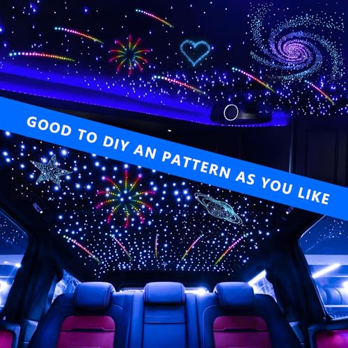 WEBUPAR 2PCS 3.2W 6LEDs Meteor Starlight Headliner Kit, 480pcs 0.01in 6.56ft, RGBW Shooting Stars Fiber Optic Lights with Bluetooth APP Control for Car/Home Theater