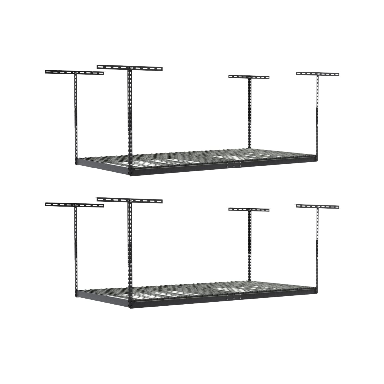2-Pack 4 x 8 MonsterRax Overhead Garage Storage Rack, Ceiling Racks for Garage, Organization Shelving, Adjustable Hanging Shelf, Grey, 12"-21" Height Adjustment