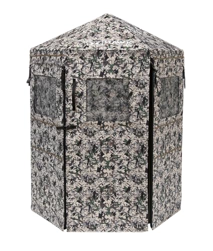 Hawk Down & Out Scout Hunting Durable 74'' Height No-Tool Assembly Camo Concealing Ground Panel Blind with Silent Magnetic Closures & Multiple Windows
