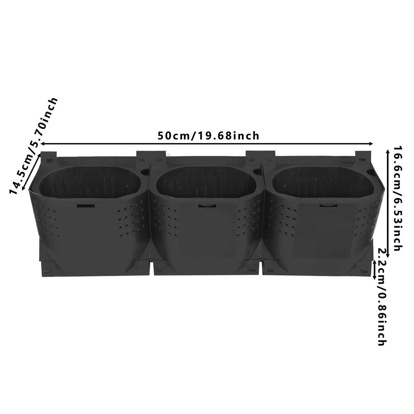 REBaiYU Wall Mounted Planter with 36 Pots,Built-in Water Reservoir & Aeration Holes, 180LBS Load Capacity, Snap-On Design for Indoor/Outdoor Flowers, Vegetables, Grass (Black)