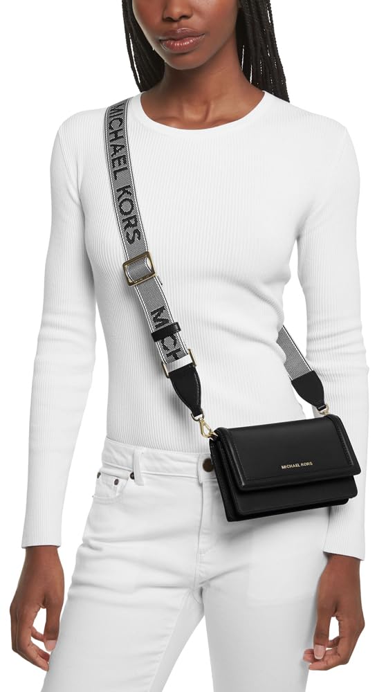 Michael Kors Jet Set Small Phone Crossbody Bag, Gold-Tone Hardware/Black