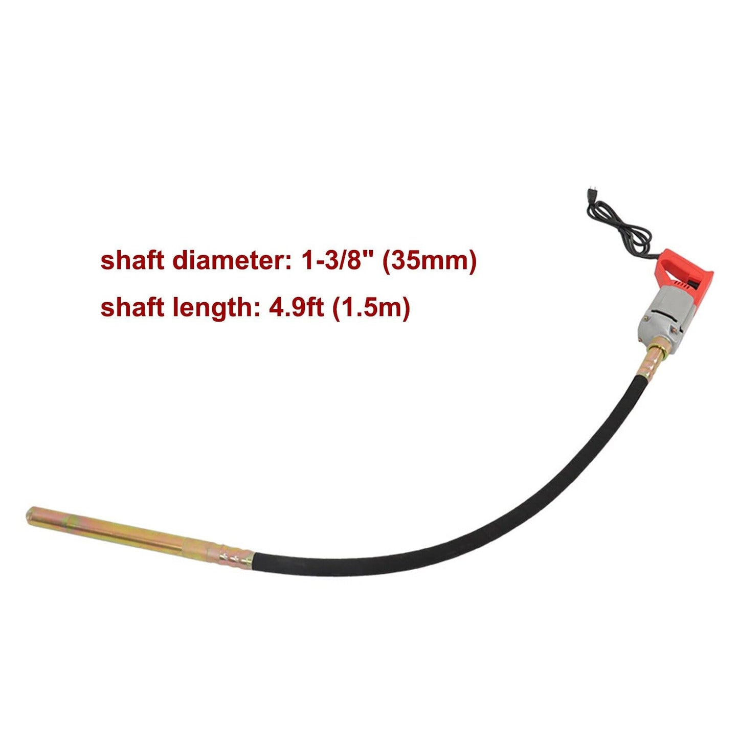 findmall Electric Concrete Vibrator 1300W 110V Hand Held Concrete Vibrator 5Ft Long Cement Vibrarator